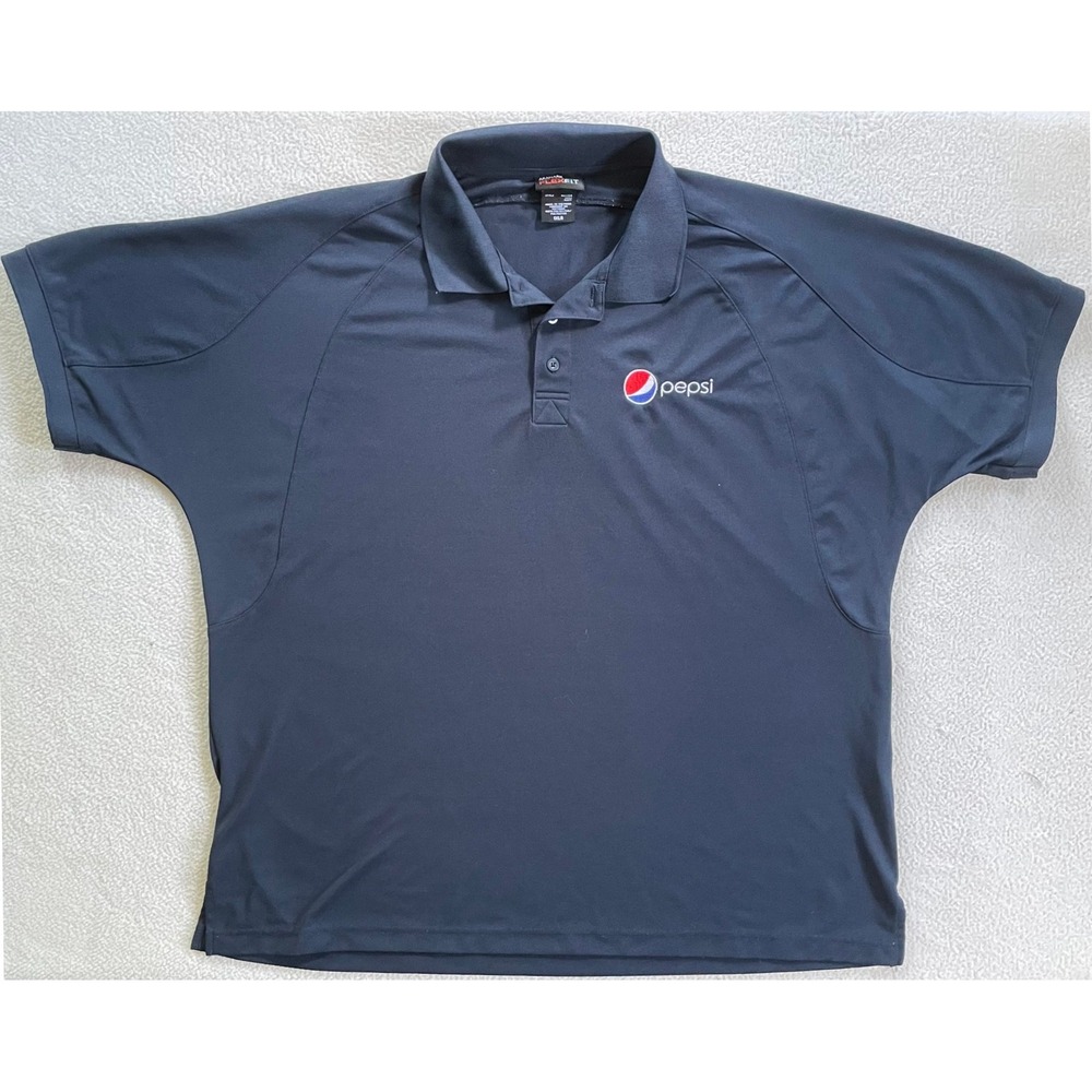 Aramark Mens 1XL Polo Navy Pepsi Embroidered Logo Performance Flexfit Shirt